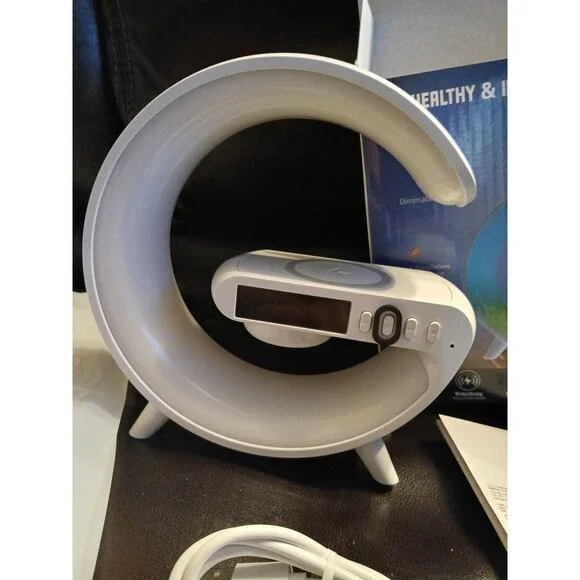 LED Desk Lamp Night Light Wireless Charger Alarm Clock w/Bluetooth Speaker 15W - Picture 7 of 10